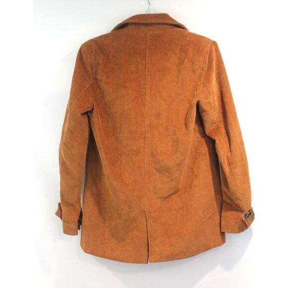 Forever 21 Corduroy Peacoat Womens size S Brown Line Double Breasted Pockets - Picture 5 of 9